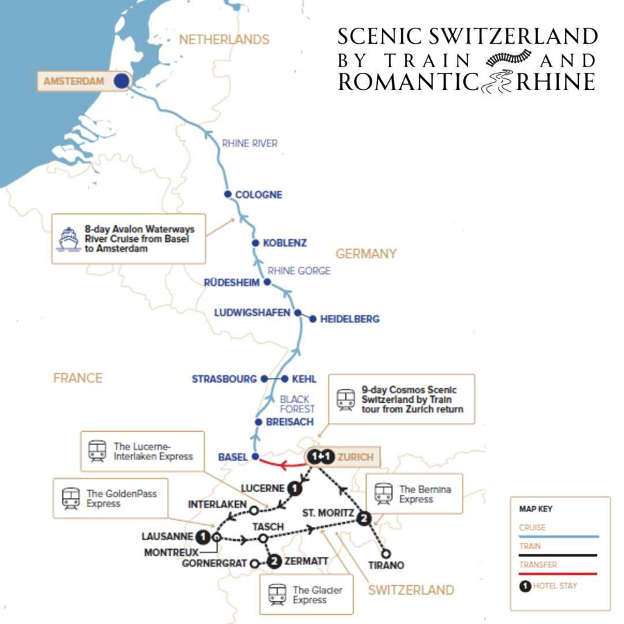 Scenic Switzerland & Romantic Rhine | Fully Escorted Rail & River Journey