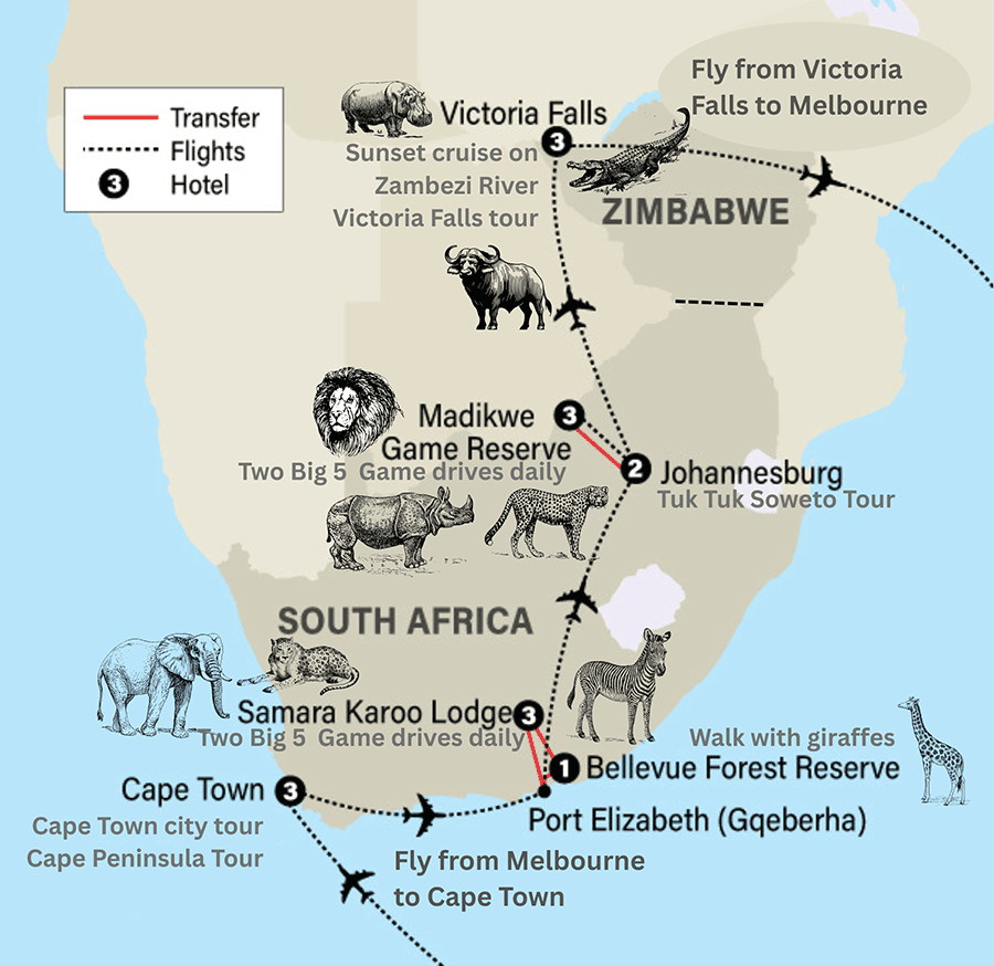 africa 2026 tour map